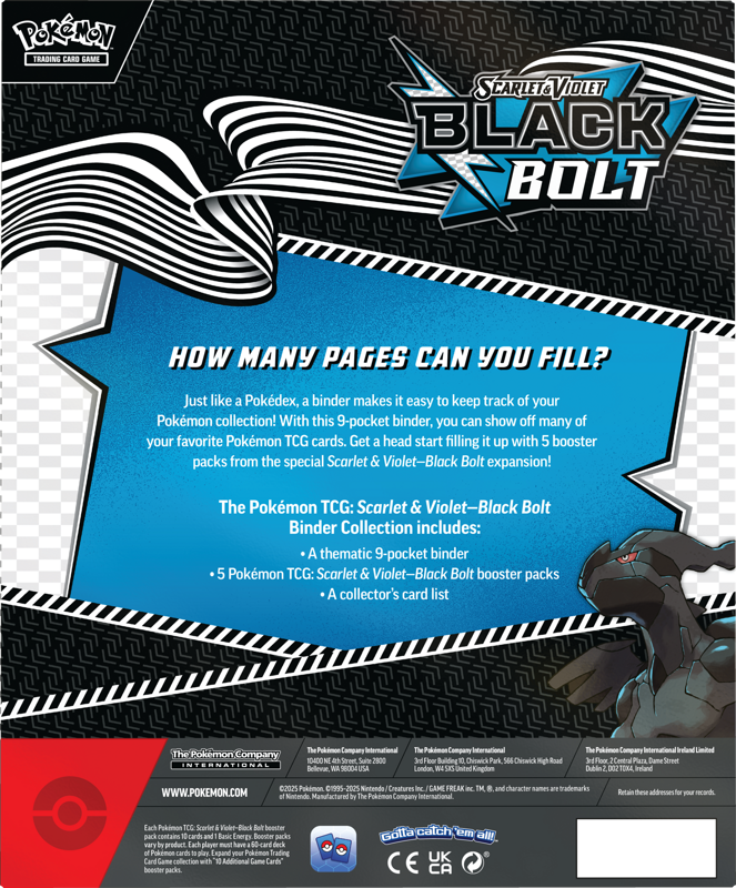 Pokémon Trading Card Game (TCG): Pokemon Scarlet & Violet Black Bolt Binder Collection