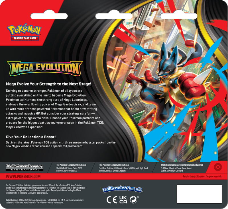 Pokémon Trading Card Game (TCG):Pokemon Mega Evolution 3 Pack Blister