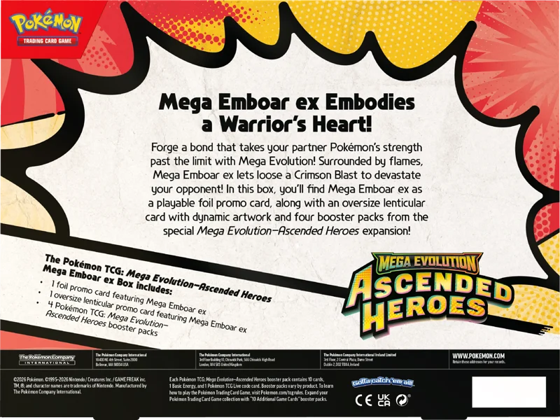 Pokémon Trading Card Game (TCG): Pokemon Ascended Heroes Mega Emboar EX Collection Box