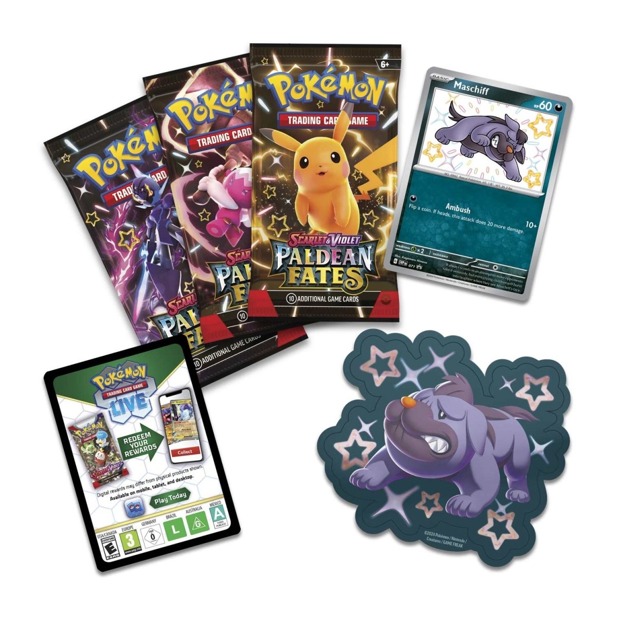 Pokémon TCG: Scarlet & Violet-Paldean Fates Tech Sticker Collection (Shiny Maschiff)