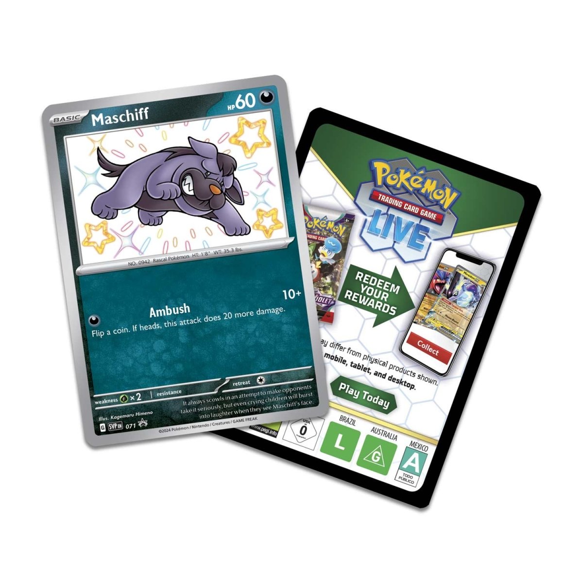 Pokémon TCG: Scarlet & Violet-Paldean Fates Tech Sticker Collection (Shiny Maschiff)