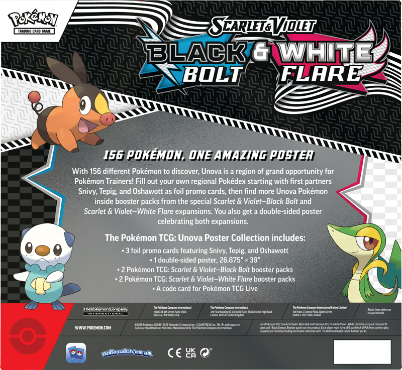 Pokémon Trading Card Game (TCG): Pokemon Scarlet & Violet: Black Bolt & White Flare Unova Poster Collection