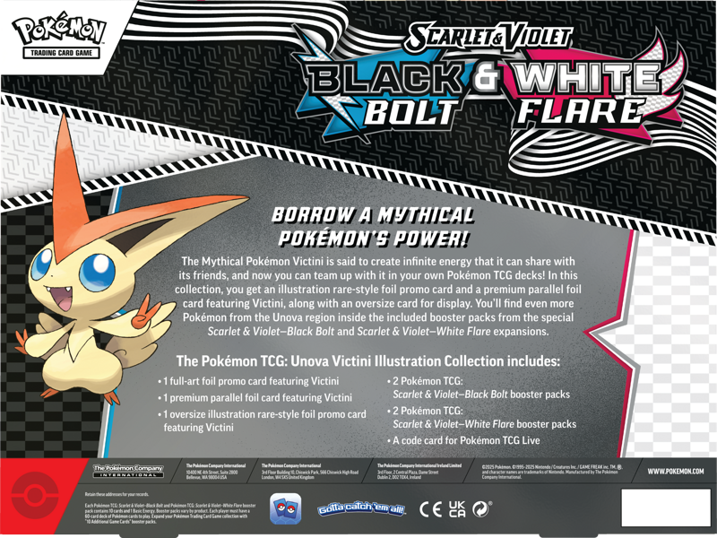 Pokémon Trading Card Game (TCG): Pokemon Scarlet & Violet: Black Bolt & White Flare Unova Victini Illustration Collection