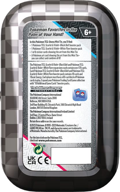 Pokémon Trading Card Game (TCG): Pokemon Scarlet & Violet: Black Bolt & White Flare Unova Mini Tin