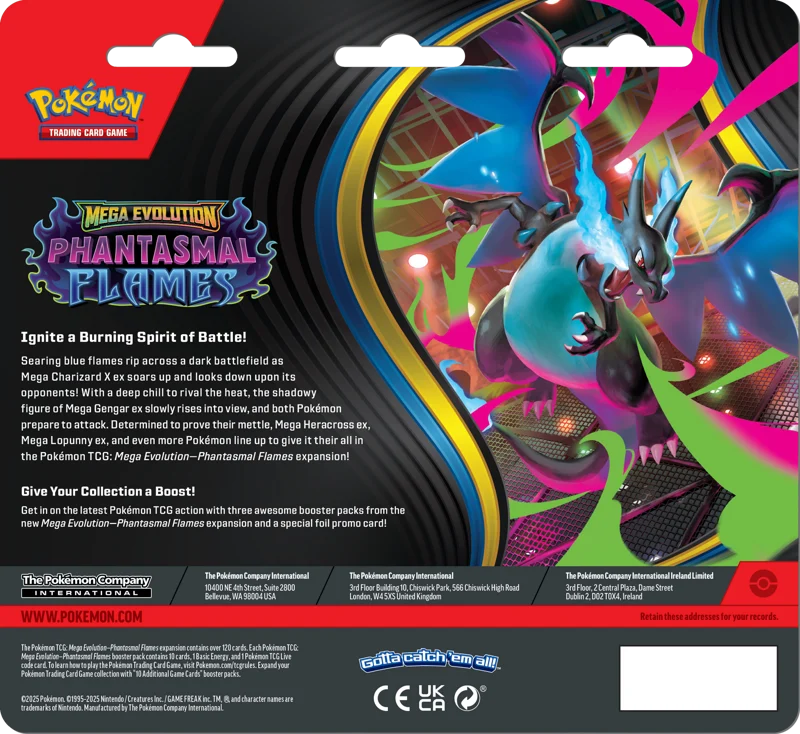 Pokémon Trading Card Game (TCG): Pokemon Mega Evolution Phantasmal Flames 3 Pack Blister