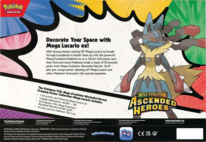 Pokémon Trading Card Game (TCG): Pokemon Mega Evolution Ascended Heroes Premium Poster Collection Mega Lucario EX