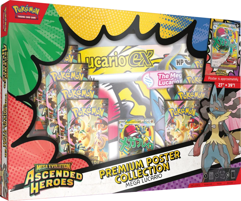 Pokémon Trading Card Game (TCG): Pokemon Mega Evolution Ascended Heroes Premium Poster Collection Mega Lucario EX