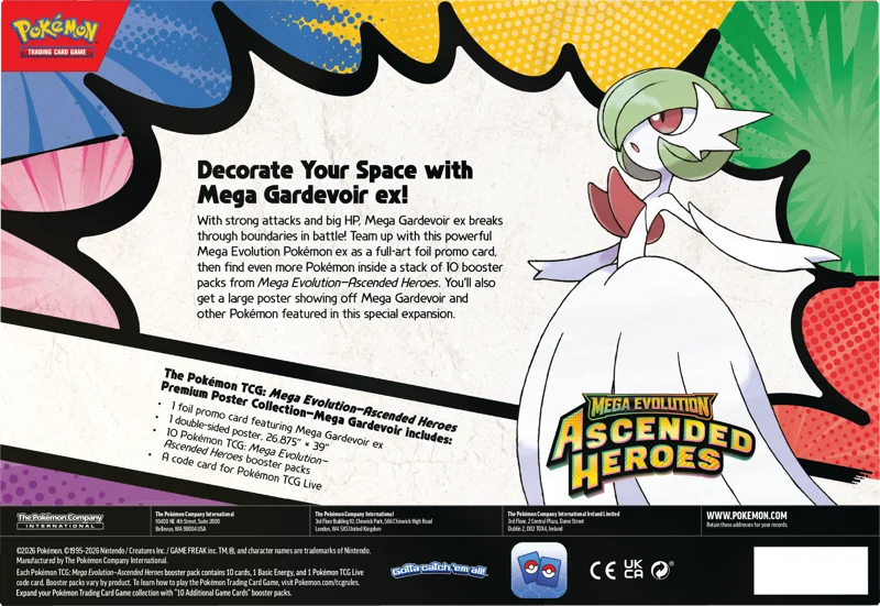 Pokémon Trading Card Game (TCG): Pokemon Mega Evolution Ascended Heroes Premium Poster Collection Mega Gardevoir EX