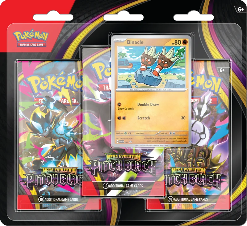 Pokémon Trading Card Game (TCG): Pokemon Mega Evolution Pitch Black 3 Pack Blister Binacle