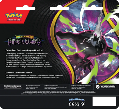 Pokémon Trading Card Game (TCG): Pokemon Mega Evolution Pitch Black 3 Pack Blister Binacle